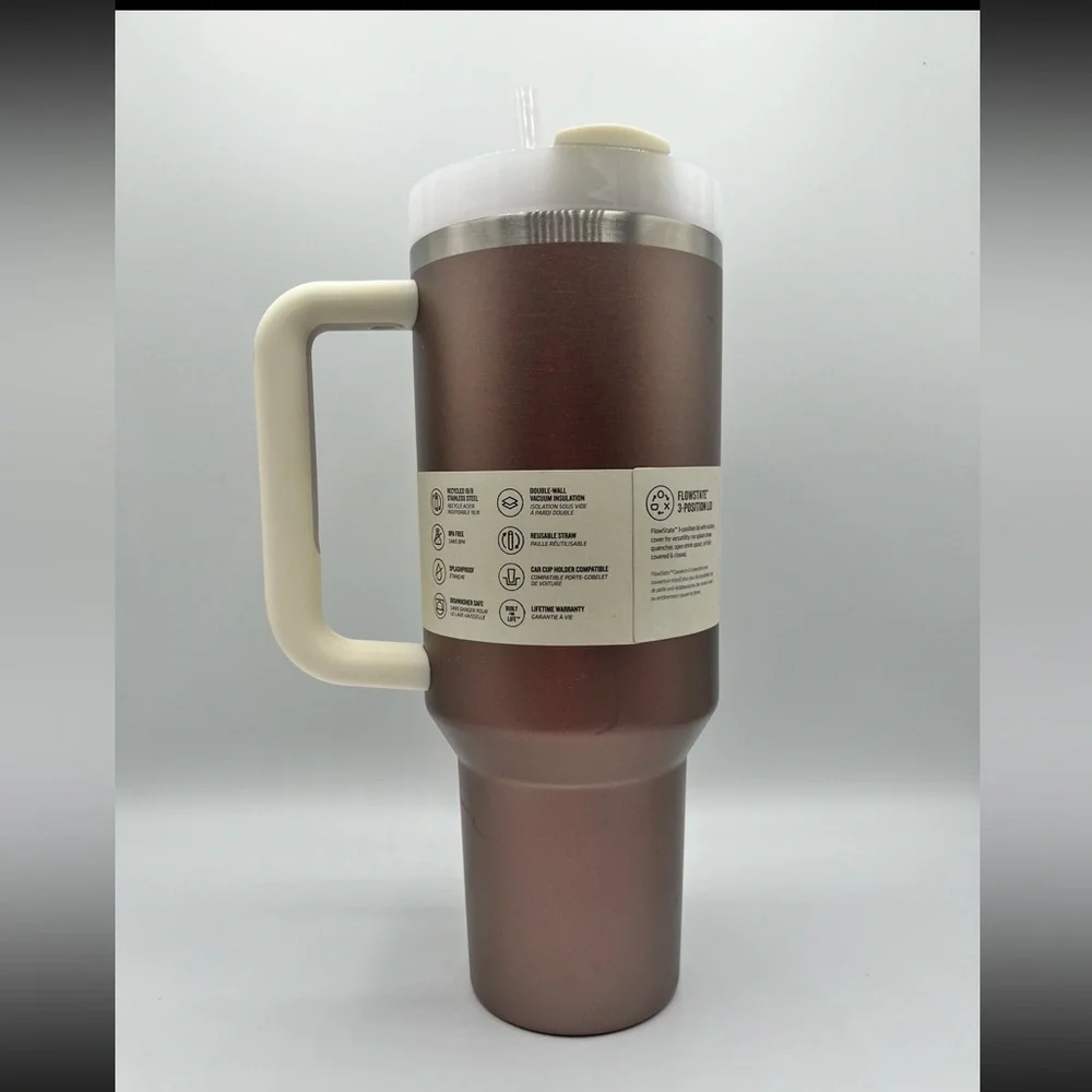 New Stanley Flowstate H2.O Quencher Rose Quartz Glow 40 oz Tumbler Cup